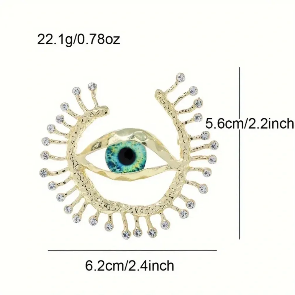 Green Eye Rhinestone Brooch Pin - Protective Lucky Gaze Holiday Gift 🧿 (Def)